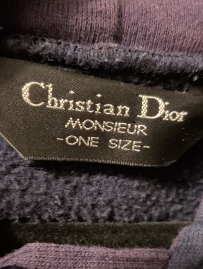 Rare Vintage Christian Dior Monsieur One Size Navy & Purple Hooded Robe